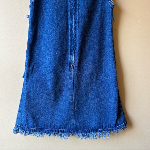 Vintage 90’s Princess Collection Denim Fringe Patchwork Dress Girls Size S 7/8 - Picture 8 of 11